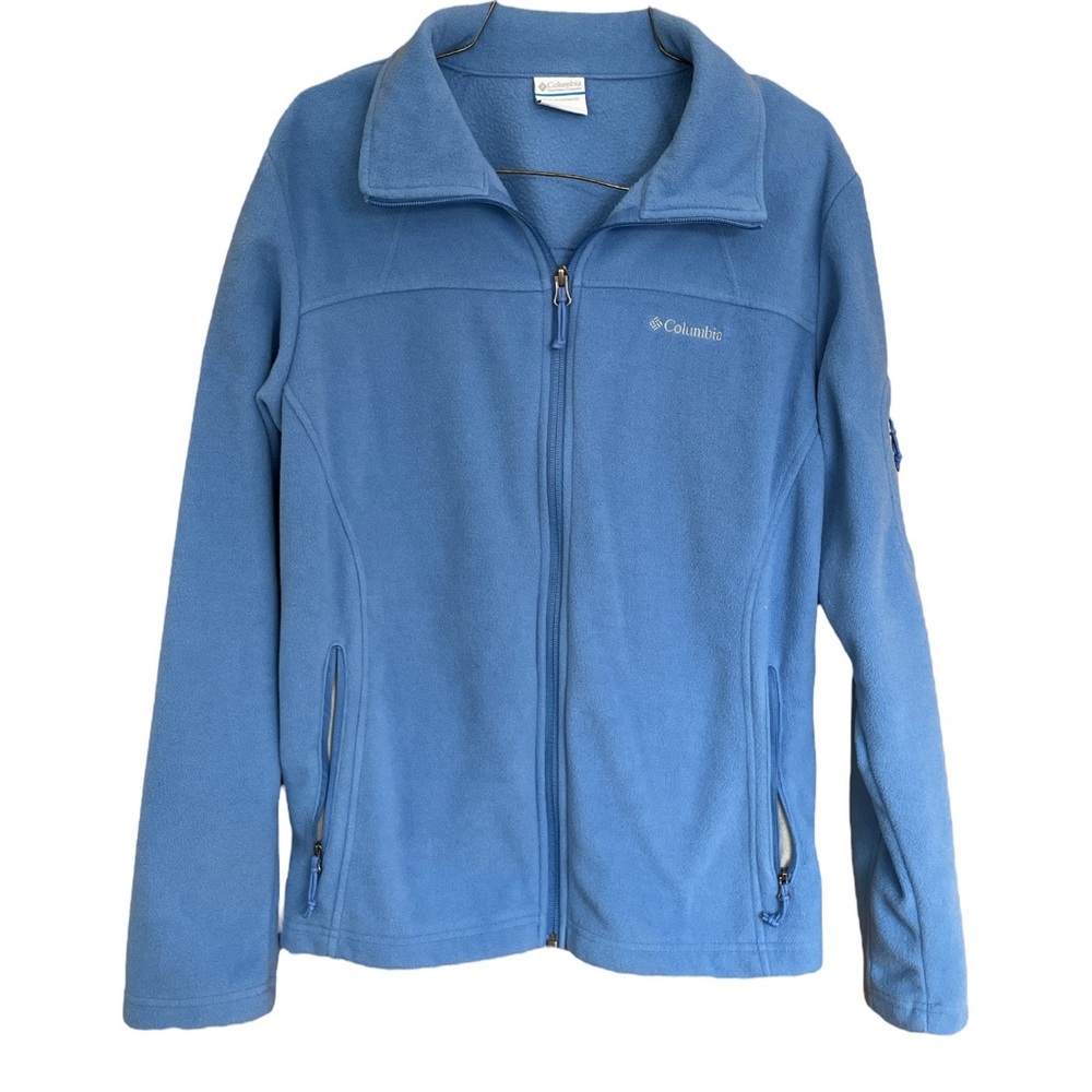 Columbia Full Zip Fleece Jacket Size Large Blue/ Turquoise